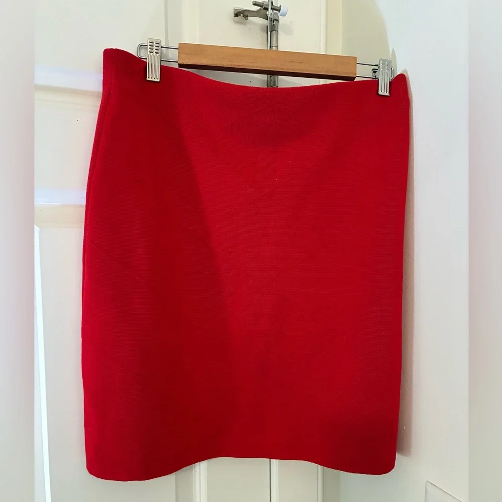 ❤️💐NEW! Anthropologie Maeve Bows Red Pencil Mini Skirt Size Large